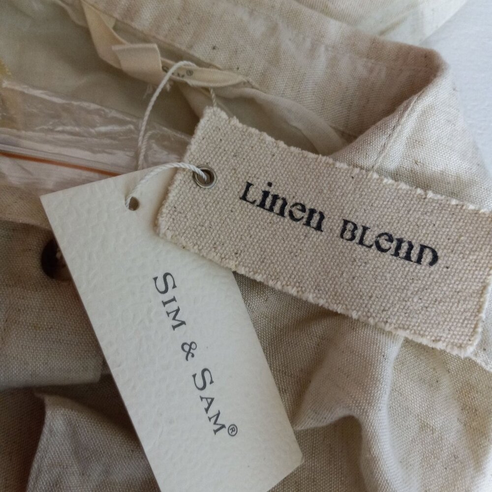 Sim & Sam Size M Medium Romper Linen Blend Lined Sleeveless Button Front NEW - Picture 3 of 6